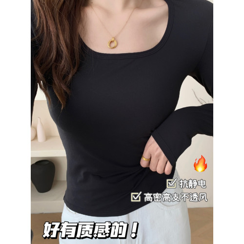 椰油糯米絨/自帶胸墊保暖衣方領無痕自髮熱免穿內衣薄款上衣冬 椰油糯米絨/自帶胸墊保暖衣方領無痕自髮熱免穿內衣薄款上衣冬