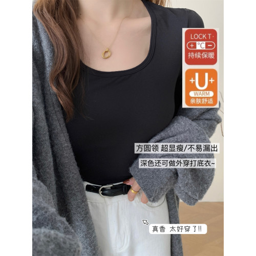 椰油糯米絨/自帶胸墊保暖衣方領無痕自髮熱免穿內衣薄款上衣冬 椰油糯米絨/自帶胸墊保暖衣方領無痕自髮熱免穿內衣薄款上衣冬