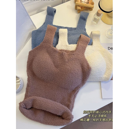加絨吊帶背心帶胸墊羊羔絨毛絨保暖打底衫秋冬免穿文胸一體式內搭 加絨吊帶背心帶胸墊羊羔絨毛絨保暖打底衫秋冬免穿文胸一體式內搭
