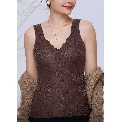 帶胸墊德絨保暖背心女秋冬加絨前開釦內穿馬甲中老年媽媽文胸一體 帶胸墊德絨保暖背心女秋冬加絨前開釦內穿馬甲中老年媽媽文胸一體