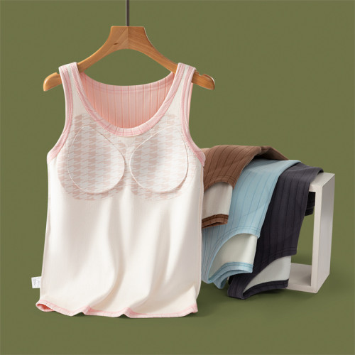 秋冬加絨帶胸墊文胸一體式保暖背心加厚內搭女打底衫無袖馬甲上衣 秋冬加絨帶胸墊文胸一體式保暖背心加厚內搭女打底衫無袖馬甲上衣