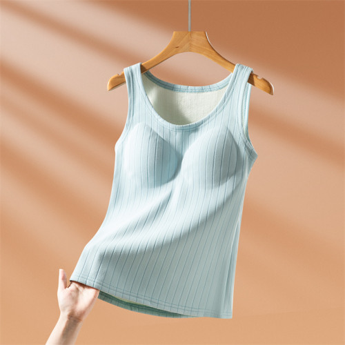 秋冬加絨帶胸墊文胸一體式保暖背心加厚內搭女打底衫無袖馬甲上衣 秋冬加絨帶胸墊文胸一體式保暖背心加厚內搭女打底衫無袖馬甲上衣