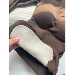 羊毛蠶絲蕾絲V領保暖內衣女帶胸墊打底秋衣秋褲加絨內搭套裝秋冬