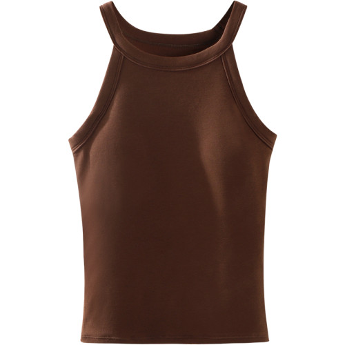 新款小圓領純棉背心女早秋冬貼身打底內衣帶胸墊免穿文胸吊帶掛脖 新款小圓領純棉背心女早秋冬貼身打底內衣帶胸墊免穿文胸吊帶掛脖