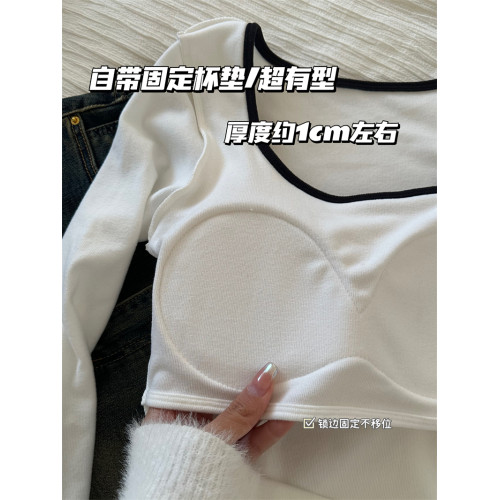 基礎升溫 帶胸墊保暖內衣女加絨秋冬打底衫上衣2023新款免穿文胸