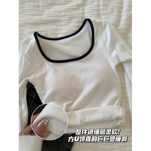 基礎升溫 帶胸墊保暖內衣女加絨秋冬打底衫上衣2023新款免穿文胸