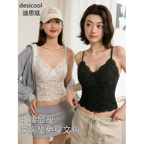 保暖吊帶背心女士2025新款蕾絲上衣可外穿帶胸墊甜辣內搭加絨打底 保暖吊帶背心女士2025新款蕾絲上衣可外穿帶胸墊甜辣內搭加絨打底