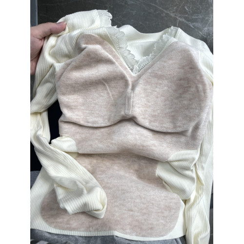 7A羊絨保暖內衣女加絨加厚秋衣秋褲套裝2025秋冬季新款帶胸墊上衣 7A羊絨保暖內衣女加絨加厚秋衣秋褲套裝2025秋冬季新款帶胸墊上衣