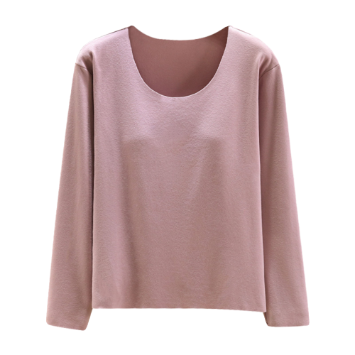 德絨帶胸墊保暖上衣女秋冬加絨加厚圓領內搭秋衣長袖T恤棉打底衫 德絨帶胸墊保暖上衣女秋冬加絨加厚圓領內搭秋衣長袖T恤棉打底衫