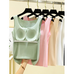 一體式帶胸墊德絨加絨加厚保暖背心女秋冬髮熱無痕內搭打底衫上衣