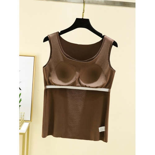 一體式帶胸墊德絨加絨加厚保暖背心女秋冬髮熱無痕內搭打底衫上衣 一體式帶胸墊德絨加絨加厚保暖背心女秋冬髮熱無痕內搭打底衫上衣