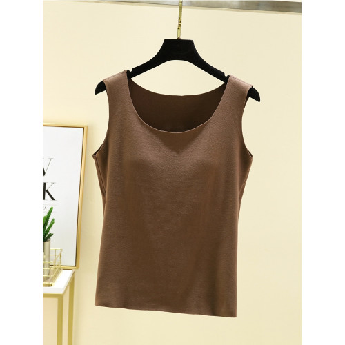 一體式帶胸墊德絨加絨加厚保暖背心女秋冬髮熱無痕內搭打底衫上衣 一體式帶胸墊德絨加絨加厚保暖背心女秋冬髮熱無痕內搭打底衫上衣