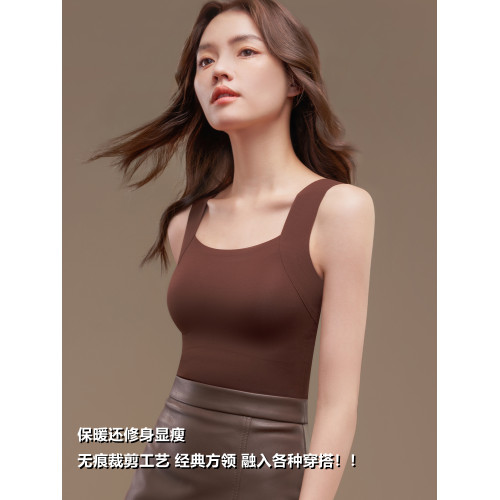 無痕粉底液背心內衣女款2025新款秋冬內搭帶胸墊一體打底衫肌底衣 無痕粉底液背心內衣女款2025新款秋冬內搭帶胸墊一體打底衫肌底衣