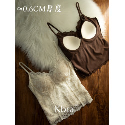 Kbra蕾絲磨毛保暖背心女2025新款帶胸墊免穿文胸一體式冬季打底衣