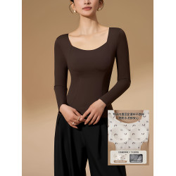 2025冬羽絨保暖內衣女長袖帶胸墊固定杯加絨加厚秋季打底無痕內穿