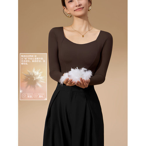 2025冬羽絨保暖內衣女長袖帶胸墊固定杯加絨加厚秋季打底無痕內穿 2025冬羽絨保暖內衣女長袖帶胸墊固定杯加絨加厚秋季打底無痕內穿