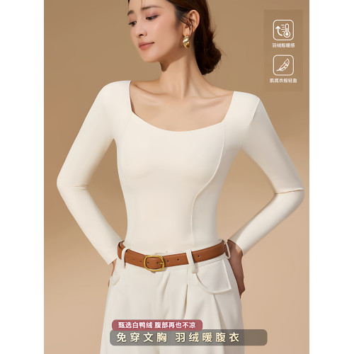 2025冬羽絨保暖內衣女長袖帶胸墊固定杯加絨加厚秋季打底無痕內穿 2025冬羽絨保暖內衣女長袖帶胸墊固定杯加絨加厚秋季打底無痕內穿
