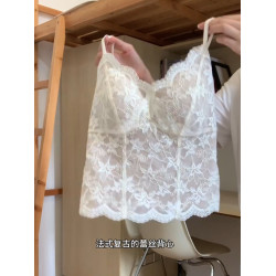 2025秋冬季蕾絲吊帶背心女帶胸墊甜辣修身內搭保暖打底上衣可外穿