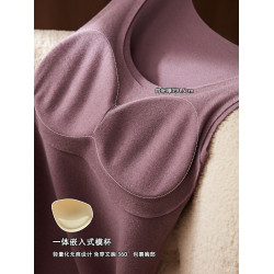德絨保暖吊帶背心內衣女磨毛帶胸墊一體秋冬2025無痕抗菌打底上衣