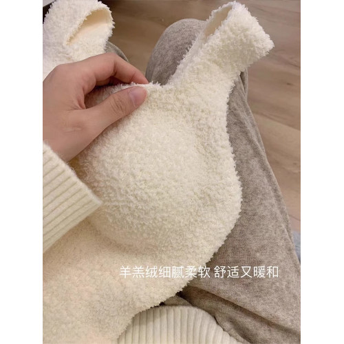 帶胸墊毛絨保暖背心秋冬免穿文胸加絨羊羔絨打底衫一體式內搭上衣 帶胸墊毛絨保暖背心秋冬免穿文胸加絨羊羔絨打底衫一體式內搭上衣