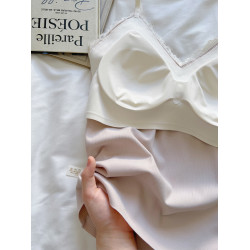 Kbra秋冬磨毛保暖蕾絲深V吊帶背心女帶胸墊聚攏內搭外穿打底上衣