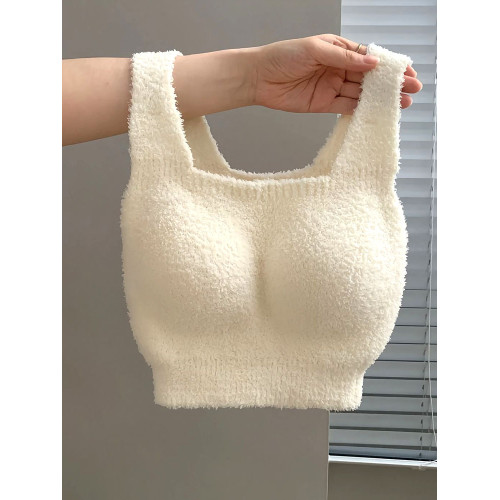 帶胸墊毛絨保暖背心秋冬免穿文胸加絨羊羔絨打底衫一體式內搭上衣 帶胸墊毛絨保暖背心秋冬免穿文胸加絨羊羔絨打底衫一體式內搭上衣