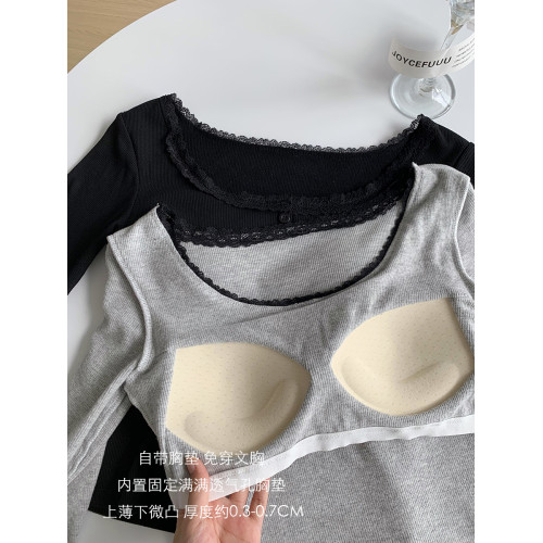 JoyceBra帶胸墊打底衫保暖內衣女秋冬加厚螺紋棉內搭外穿顯瘦秋衣
