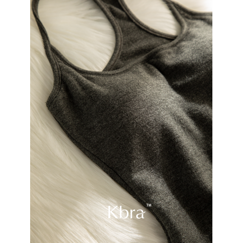 Kbra磨毛工字掛脖帶胸墊吊帶背心女2025新款小胸顯大冬季保暖上衣 Kbra磨毛工字掛脖帶胸墊吊帶背心女2025新款小胸顯大冬季保暖上衣