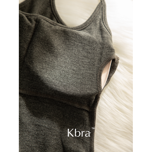 Kbra磨毛工字掛脖帶胸墊吊帶背心女2025新款小胸顯大冬季保暖上衣 Kbra磨毛工字掛脖帶胸墊吊帶背心女2025新款小胸顯大冬季保暖上衣