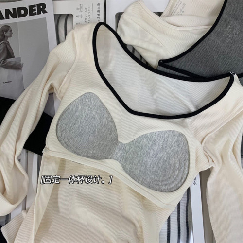 黛美茄8766抗菌羊絨蛋白打底上衣帶胸墊保暖內衣女低領髮熱秋冬季 黛美茄8766抗菌羊絨蛋白打底上衣帶胸墊保暖內衣女低領髮熱秋冬季