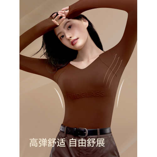 2024新款保暖內衣女長袖打底衫秋冬款帶胸墊無痕隱形舒適內搭上衣 2024新款保暖內衣女長袖打底衫秋冬款帶胸墊無痕隱形舒適內搭上衣