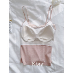 Kbra蕾絲v領保暖背心女2025新款冬季微磨毛自髮熱帶胸墊內搭上衣