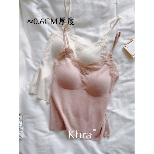 Kbra蕾絲v領保暖背心女2025新款冬季微磨毛自髮熱帶胸墊內搭上衣 Kbra蕾絲v領保暖背心女2025新款冬季微磨毛自髮熱帶胸墊內搭上衣