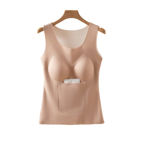 德絨保暖護腰護肚背心女秋冬帶胸墊加絨加厚內衣內搭前後雙兜打底 德絨保暖護腰護肚背心女秋冬帶胸墊加絨加厚內衣內搭前後雙兜打底