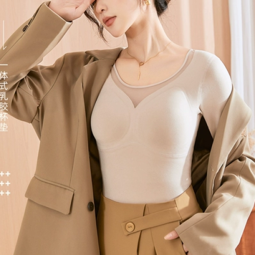 石墨烯自髮熱保暖背心女固定杯長袖無痕無鋼圈文胸塑身3D有型內衣 石墨烯自髮熱保暖背心女固定杯長袖無痕無鋼圈文胸塑身3D有型內衣