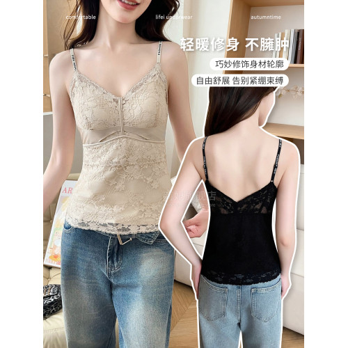 冬季加絨加厚保暖背心女吊帶帶胸墊一體打底修身2025新款德絨內衣 冬季加絨加厚保暖背心女吊帶帶胸墊一體打底修身2025新款德絨內衣