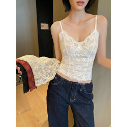 保暖背心內衣女帶胸墊2025新款秋冬季法式性感蕾絲內搭吊帶打底衫