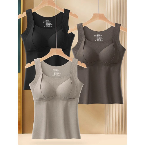 德絨桑蠶絲保暖吊帶背心女秋冬加絨加厚髮熱無痕自帶胸墊一體內衣 德絨桑蠶絲保暖吊帶背心女秋冬加絨加厚髮熱無痕自帶胸墊一體內衣