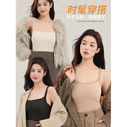 保暖吊帶背心內衣女士2025新款帶胸墊加絨發熱防寒可外穿秋冬上衣