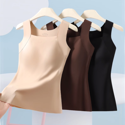 無痕打底內衣吊帶背心女新款文胸一體內搭保暖上衣帶胸墊肌底上衣 無痕打底內衣吊帶背心女新款文胸一體內搭保暖上衣帶胸墊肌底上衣