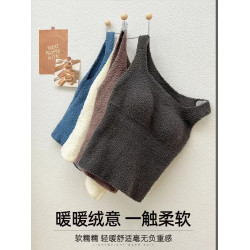 秋冬新款百搭羊羔絨保暖內衣背心女文胸帶胸墊加絨一體長款打底衫