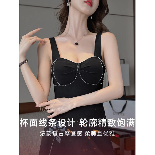 保暖背心內衣女帶胸墊一體式秋冬加厚髮熱低領塑身內搭打底衫上衣 保暖背心內衣女帶胸墊一體式秋冬加厚髮熱低領塑身內搭打底衫上衣