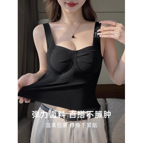 保暖背心內衣女帶胸墊一體式秋冬加厚髮熱低領塑身內搭打底衫上衣 保暖背心內衣女帶胸墊一體式秋冬加厚髮熱低領塑身內搭打底衫上衣