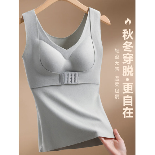 提拉保暖背心女文胸罩帶胸墊德絨髮熱聚攏收副乳打底衫前釦內衣女 提拉保暖背心女文胸罩帶胸墊德絨髮熱聚攏收副乳打底衫前釦內衣女