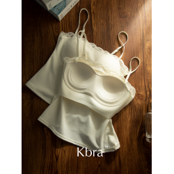 Kbra法式蕾絲領保暖背心女2025新款帶胸墊冬季加絨內搭打底上衣