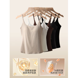 德絨女保暖背心無痕內衣帶胸墊上衣秋冬髮熱貼身打底內搭加絨吊帶