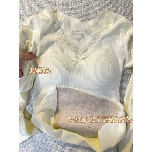 綿羊毛蠶絲保暖內衣套裝女加厚秋衣自帶胸墊2024秋冬抗菌小胸暖宮 綿羊毛蠶絲保暖內衣套裝女加厚秋衣自帶胸墊2024秋冬抗菌小胸暖宮