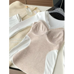 7A羊絨保暖內衣女士帶胸墊加絨加厚秋衣秋褲套裝2025秋冬季打底衫