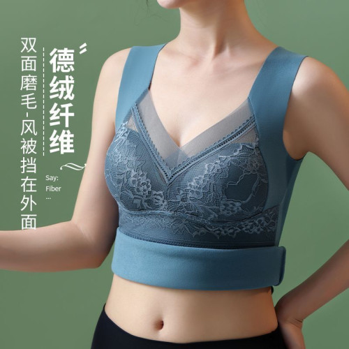 固定杯保暖背心內衣女士雙面德絨免穿文胸收腹打底衣冬季紅色 固定杯保暖背心內衣女士雙面德絨免穿文胸收腹打底衣冬季紅色