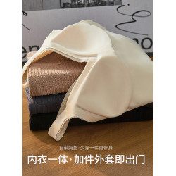 秋冬季加絨保暖背心女士V領性感小胸聚攏顯大帶胸墊加厚打底內衣